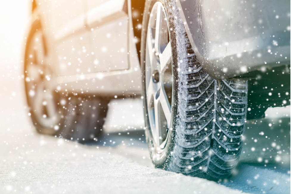 Car Driving In The Winter Snow In Westchester, Illinois